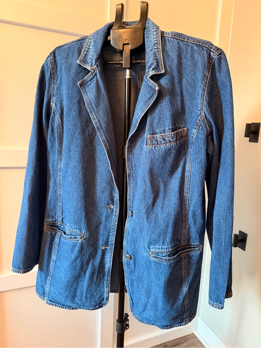 Adrianna Sport Denim Blazer Jacket Size Large 100% Cotton Y2K